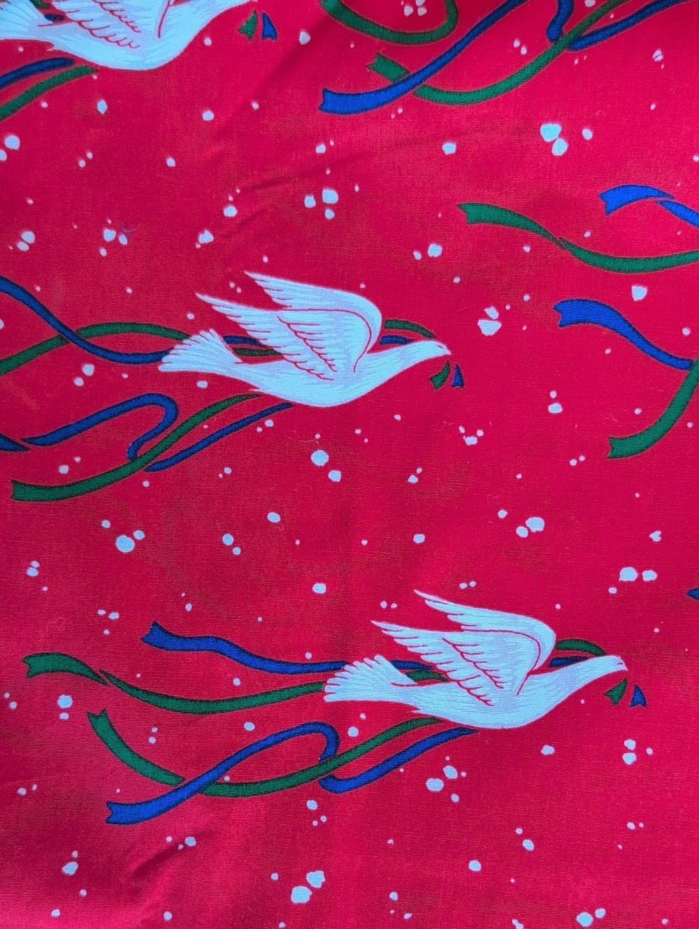 Red Bird-Print Pet Bandana with White Dove Design